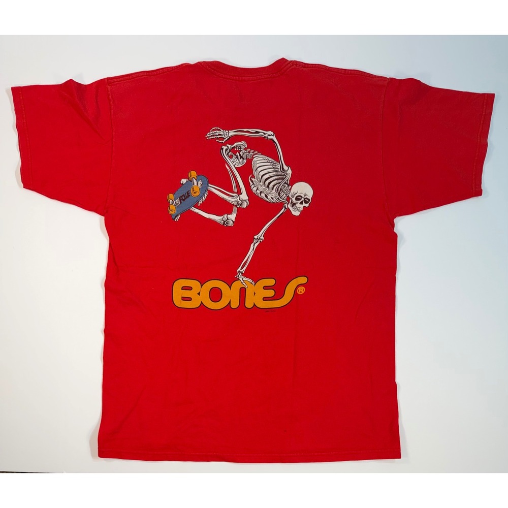 Powell Peralta Bones Brigade Skateboard T-Shirt Mens Large Red Skeleton Graphic